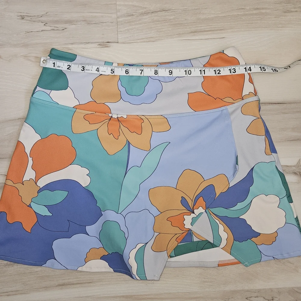 Savvi Art Deco Ralley Skort Women'd Size Small Floral Sporty Activewear Skirt